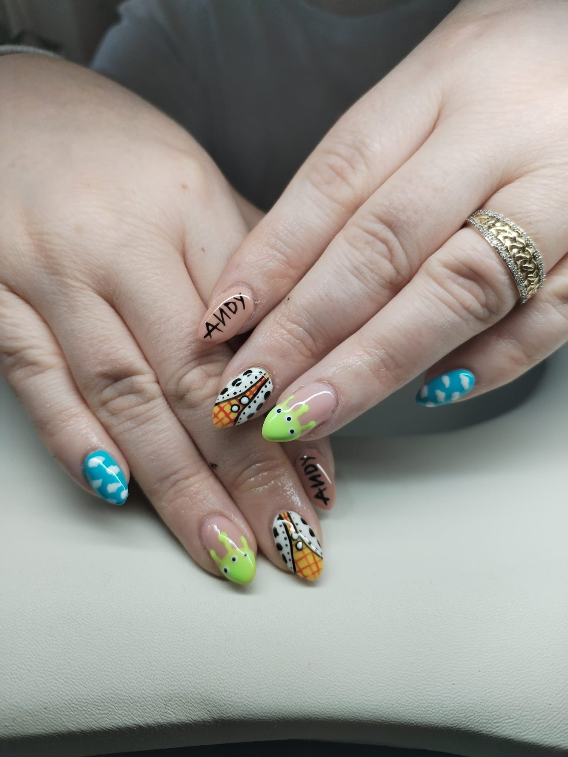 Colourful character nail art by Moy Nails